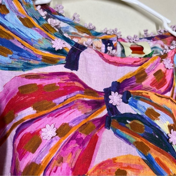 Farm Rio Colored Bananas Puff Sleeve Blouse Size Large - Picture 10 of 15